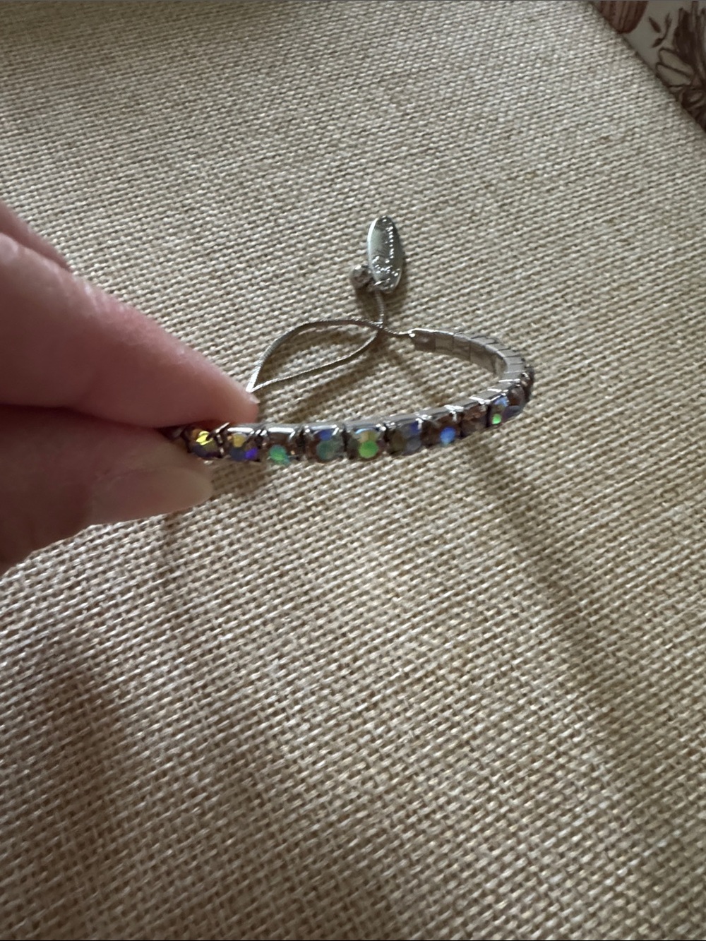 Plunder Iridescent Crystal Tennis Bracelet - Silver Tone